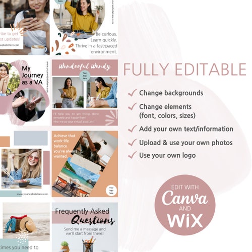 Ultimate Business Template Pack for Virtual Assistants shops | Wix Website | Canva Templates | Unique Designs for Virtual Assistants | VA Designs