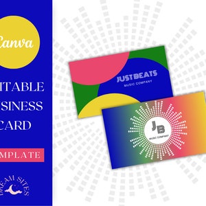 Professionelle Visitenkarten Vorlage für Musikunternehmen | Canva Visitenkarten Design | Bearbeitbare Visitenkarte