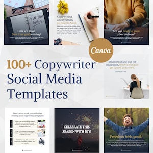100+ Social Media Posts for Copywriters | Canva Templates | Unique Canva Designs for Copywriters  | Customizable Social Templates for Writer