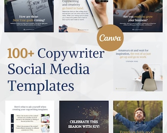 100+ Social Media Posts for Copywriters | Canva Templates | Unique Canva Designs for Copywriters  | Customizable Social Templates for Writer
