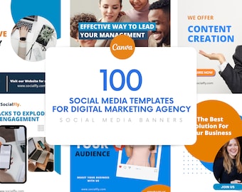 100 Social Media Posts for Digital Marketing Agencies | Canva Templates | Unique Canva Designs for Digital Agencies | Customizable Social