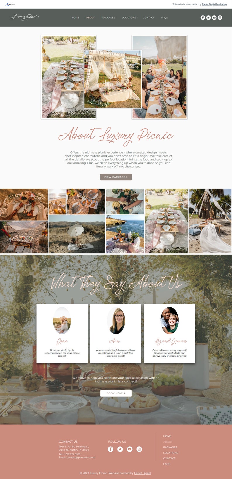 Luxury Picnic Business Website Template Wix Website Template Etsy