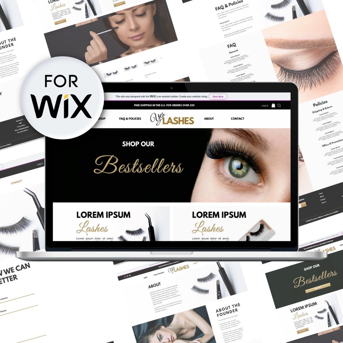 Elegant Lashes Website Template for Wix / Eyelash E-commerce Store ...
