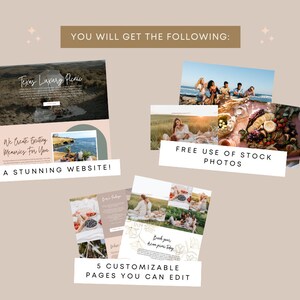 Puede incluir: Una plantilla de dise&ntilde;o de sitio web para un negocio de picnic de lujo. El sitio web presenta un esquema de color azul claro y verde con im&aacute;genes de personas disfrutando de picnics. El texto en el sitio web dice "Texas Luxury Picnic" y "We Create Executing Memories For You". El sitio web tambi&eacute;n incluye una secci&oacute;n que dice "A Stunning Website!" y "Free Use of Stock Photos".