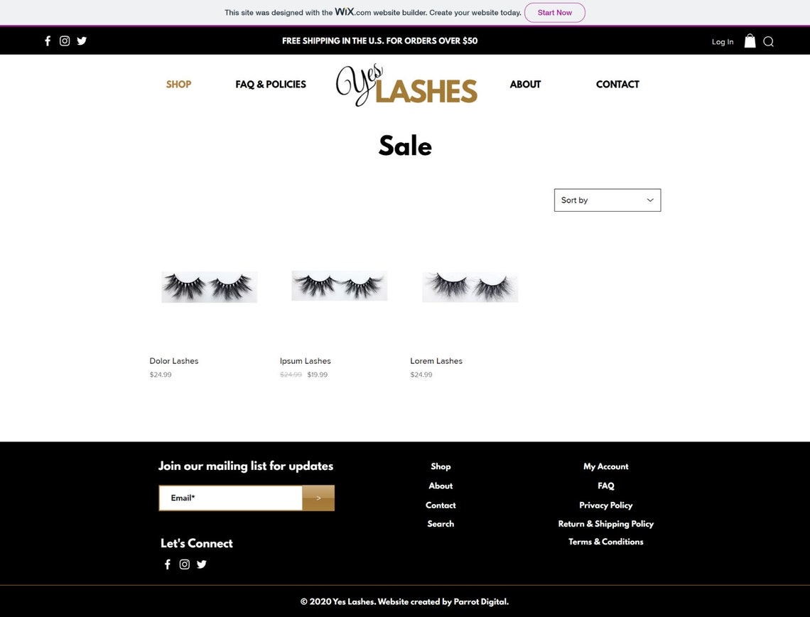Elegant Lashes Website Template for Wix / Eyelash E-commerce Store ...
