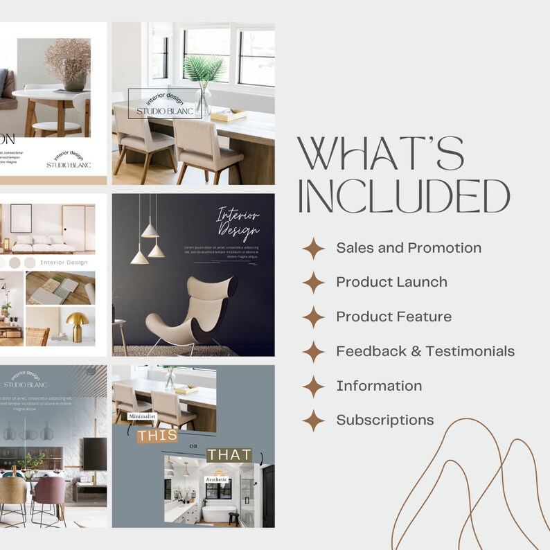 100 Social Media Posts for Interior Design | Canva Templates | Unique ...