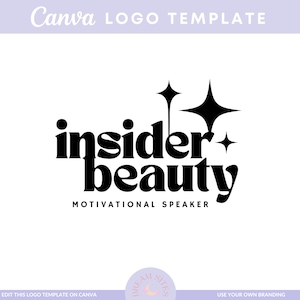 Logo Template Canva | Editable Logo Design | Insider Beauty | Logo for Speakers