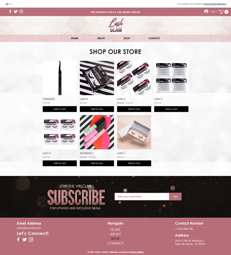 Glamorous Lashes Website Template for Wix / Eyelash E-commerce Store ...