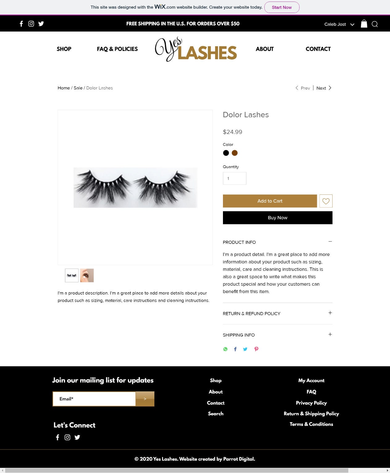 Elegant Lashes Website Template for Wix / Eyelash E-commerce Store ...