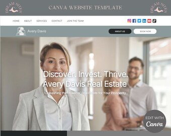 Real Estate Business Canva Website Template | Canva Website Template for Real Estate Agents | Real Estate Website Design