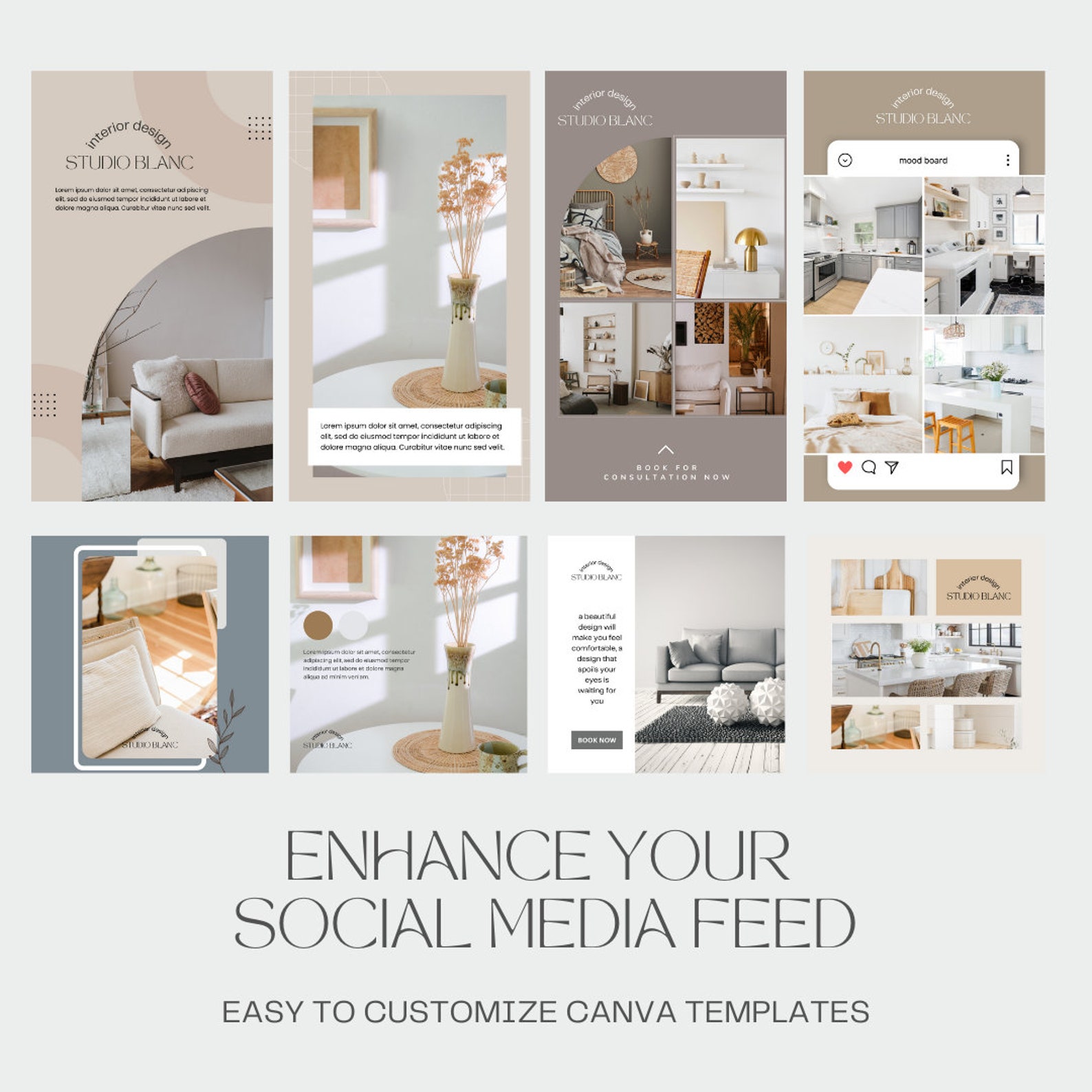 100 Social Media Posts for Interior Design | Canva Templates | Unique ...