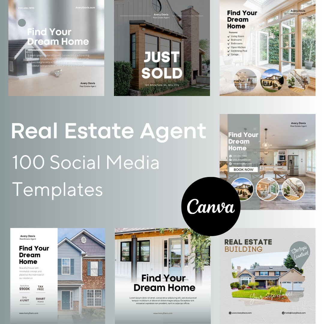 100 Social Media Posts for Real Estate Agents | Canva Templates ...