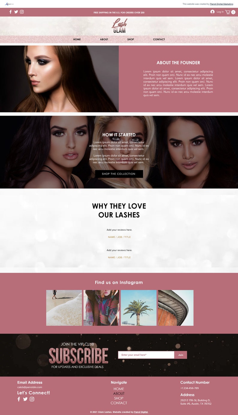Glamorous Lashes Website Template for Wix / Eyelash E-commerce Store ...