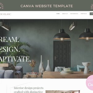 Studio Blanc Business Canva Website Template | Canva Website Template for Interior Design Companies | Interior Design Website Design