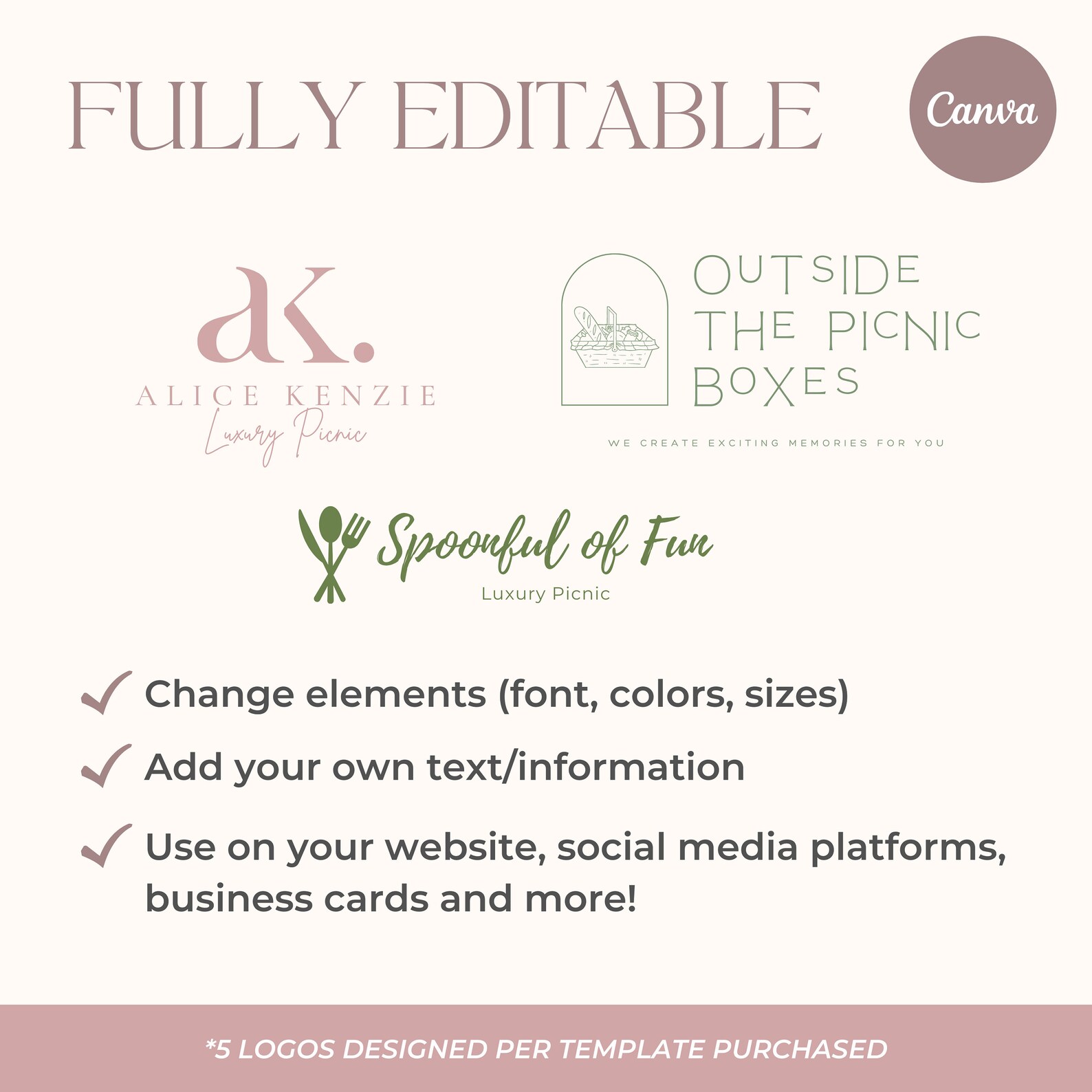 Luxury Picnic Business Logos Logo Canva Template for Premium Picnic Planning Company Picnic