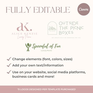 Logotipos de negocios de picnic de lujo / Plantilla de logotipo Canva para empresa de planificación de picnic premium / Logotipos de Canva para emprendedores de picnic imagen 2