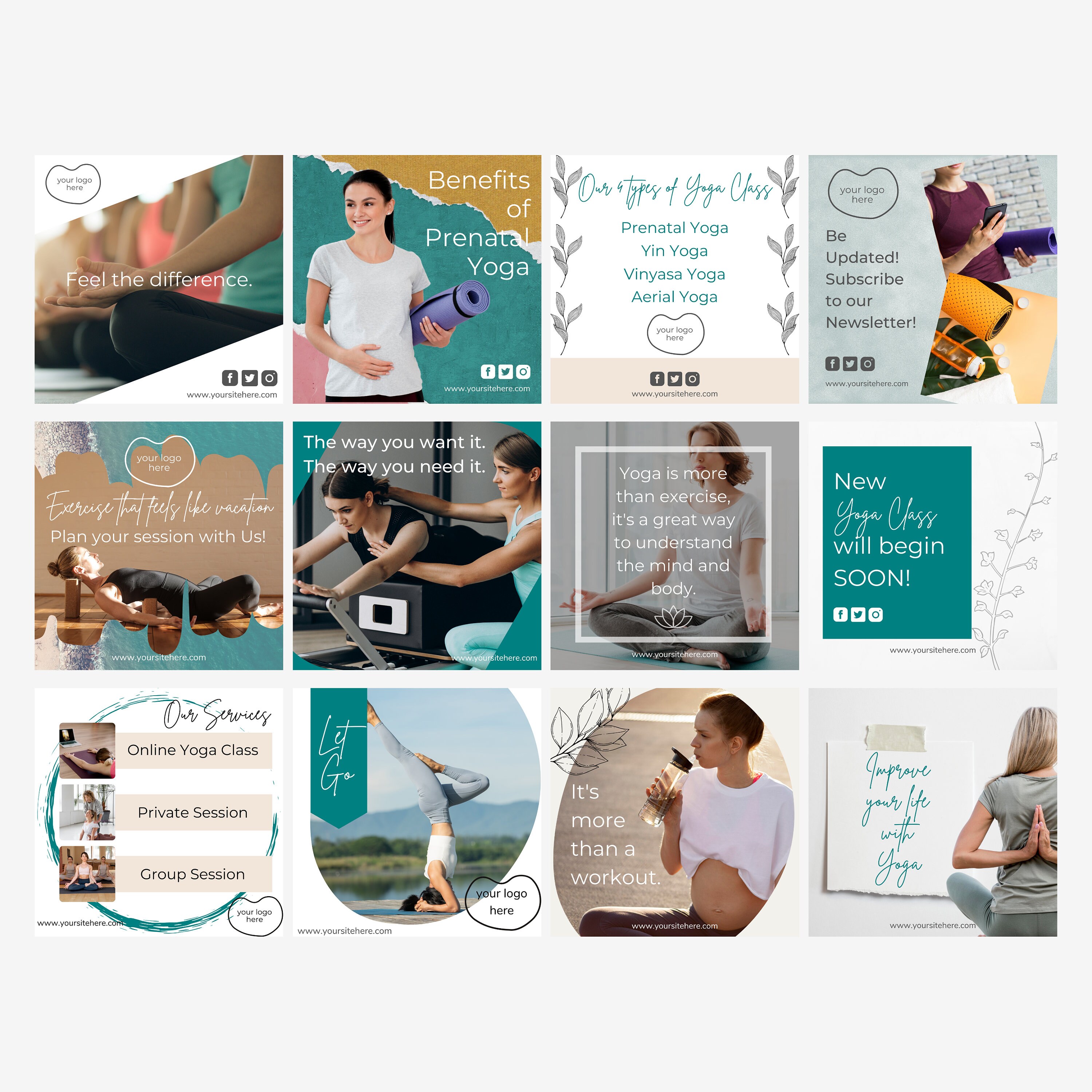 Social Media Posts for Yoga Coach | Canva Templates | Unique Canva ...