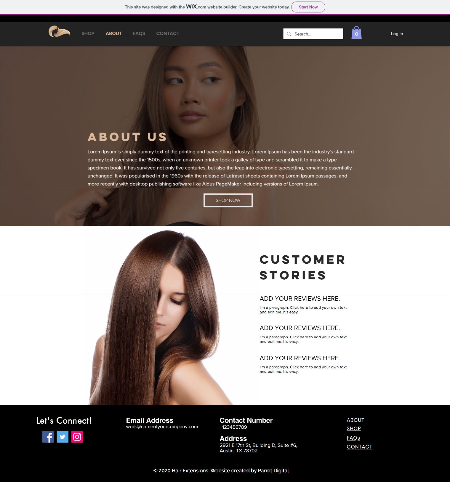 Wix Hair Extensions Website Template / Online Store Etsy