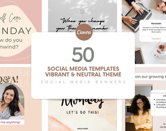 50 Vibrant Social Media Posts for Companies | Canva Templates | Unique Canva Designs for Businesses | Customizable Social Temps
