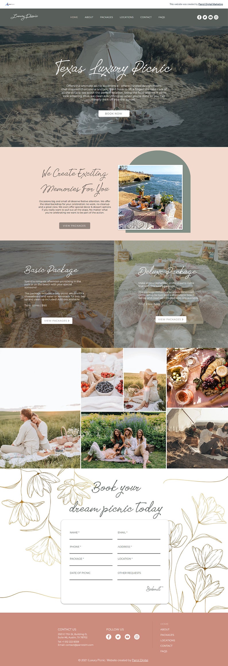 Luxury Picnic Business site Template Wix site Template Etsy