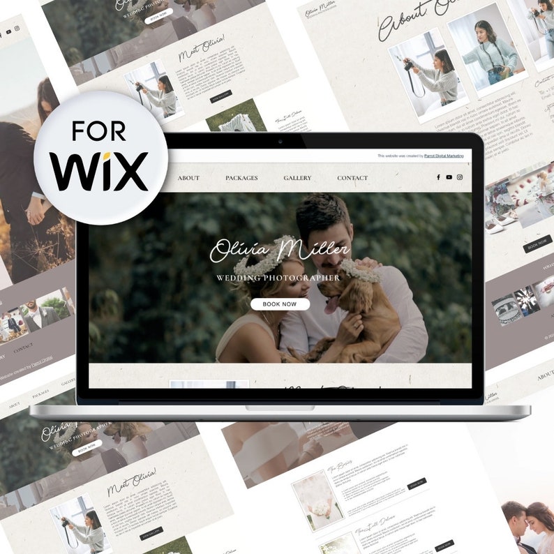 Plantilla de sitio web de fotógrafo de bodas para Wix / Diseño de sitio web de fotógrafo de compromiso / Sitio web comercial profesional para Wix / Creativo imagen 1