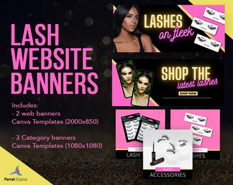 DIY Lashes Website Banners / Canva Template for Lash Banners / Lash Designs Great for Social Media and Websites / Web Banner for Lashes