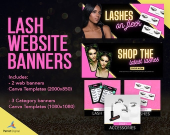 Banners de sitios web de pestañas DIY / Plantilla Canva para banners de pestañas / Diseños de pestañas ideales para redes sociales y sitios web / Banner web para pestañas