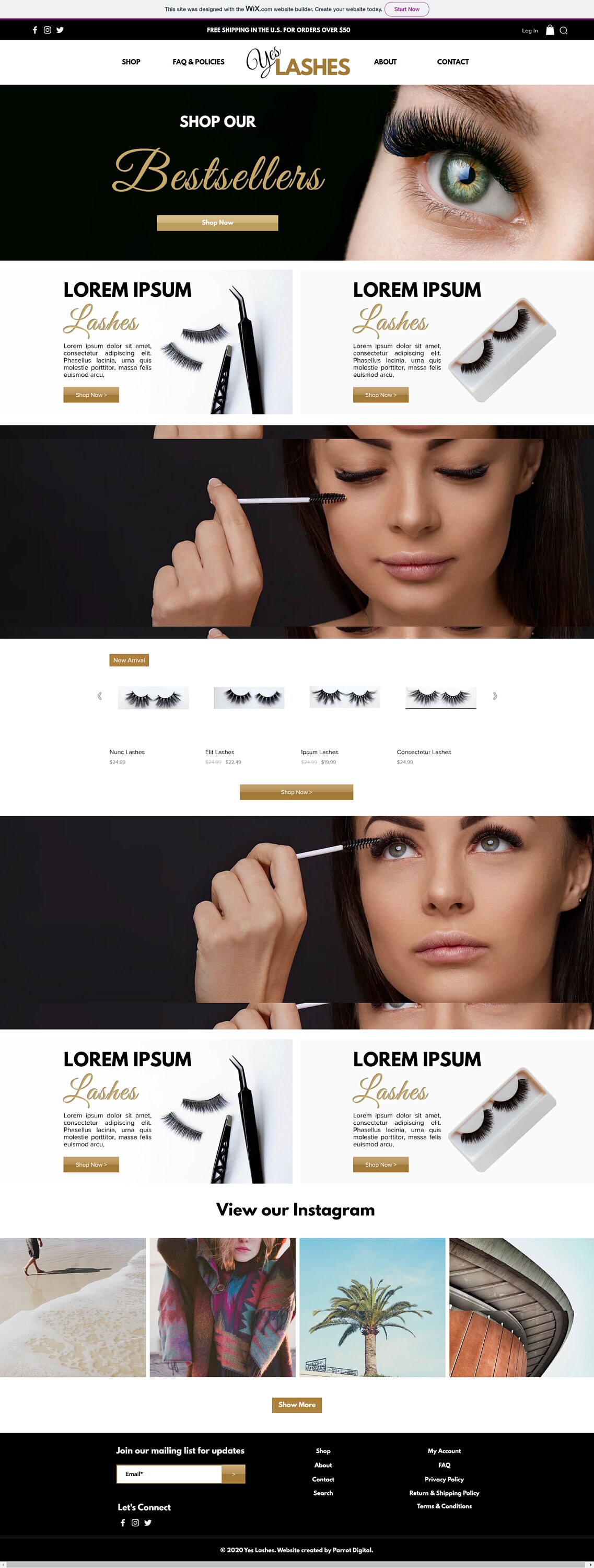 Elegant Lashes Website Template for Wix / Eyelash E-commerce Store ...