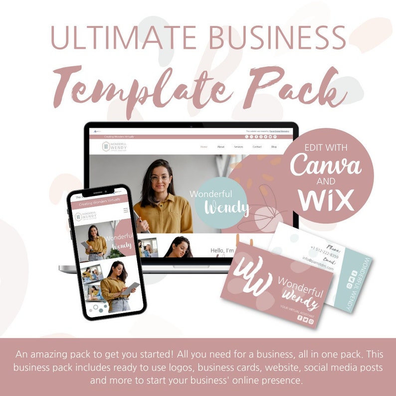 Ultimate Business Template Pack for Virtual Assistants shops | Wix Website | Canva Templates | Unique Designs for Virtual Assistants | VA Designs