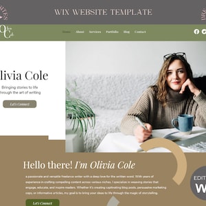Freelance Writer Wix Website Template | Website Template for Writers | Modern and Creative | Customize Wix Blog Template for Writers