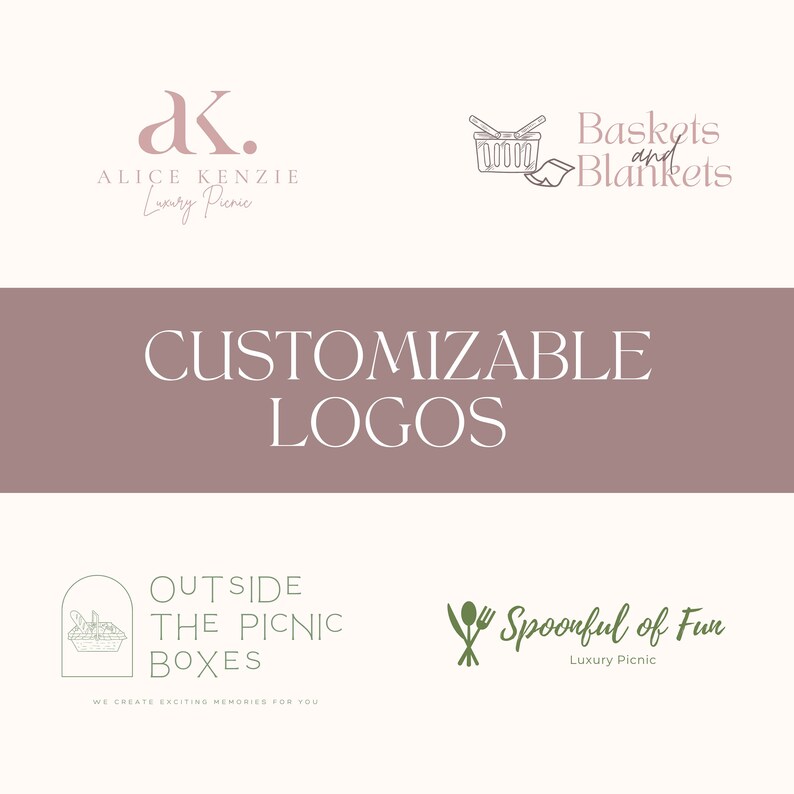 Logotipos de negocios de picnic de lujo / Plantilla de logotipo Canva para empresa de planificación de picnic premium / Logotipos de Canva para emprendedores de picnic imagen 1