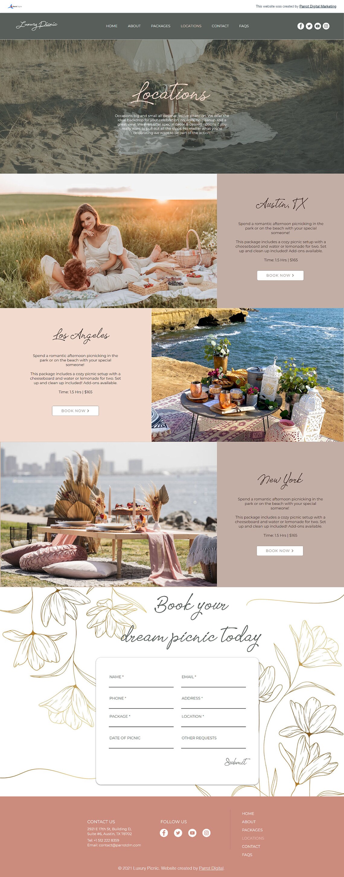 Luxury Picnic Business Website Template Wix Website Template Etsy