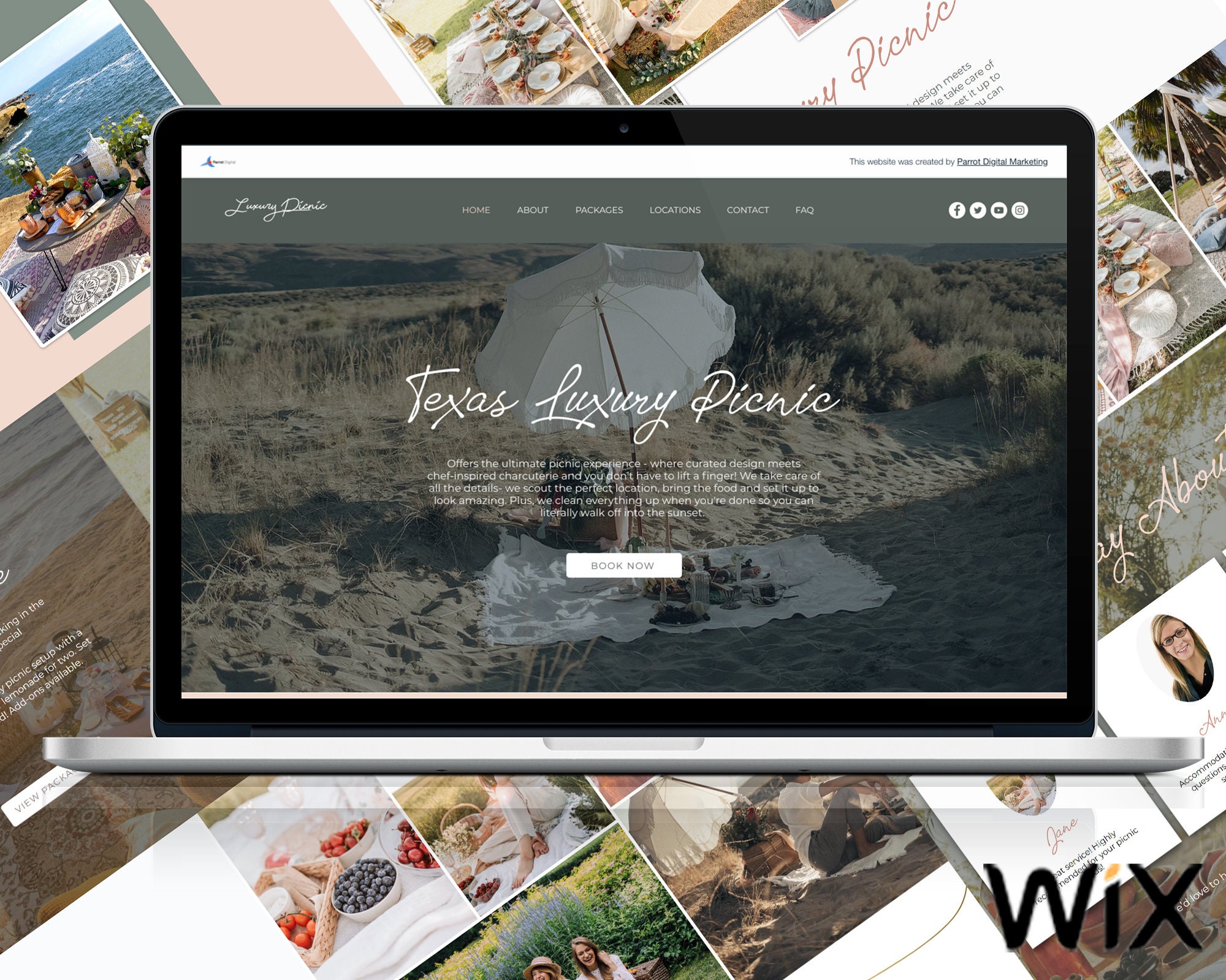 Luxury Picnic Business Website Template Wix Website Template Etsy