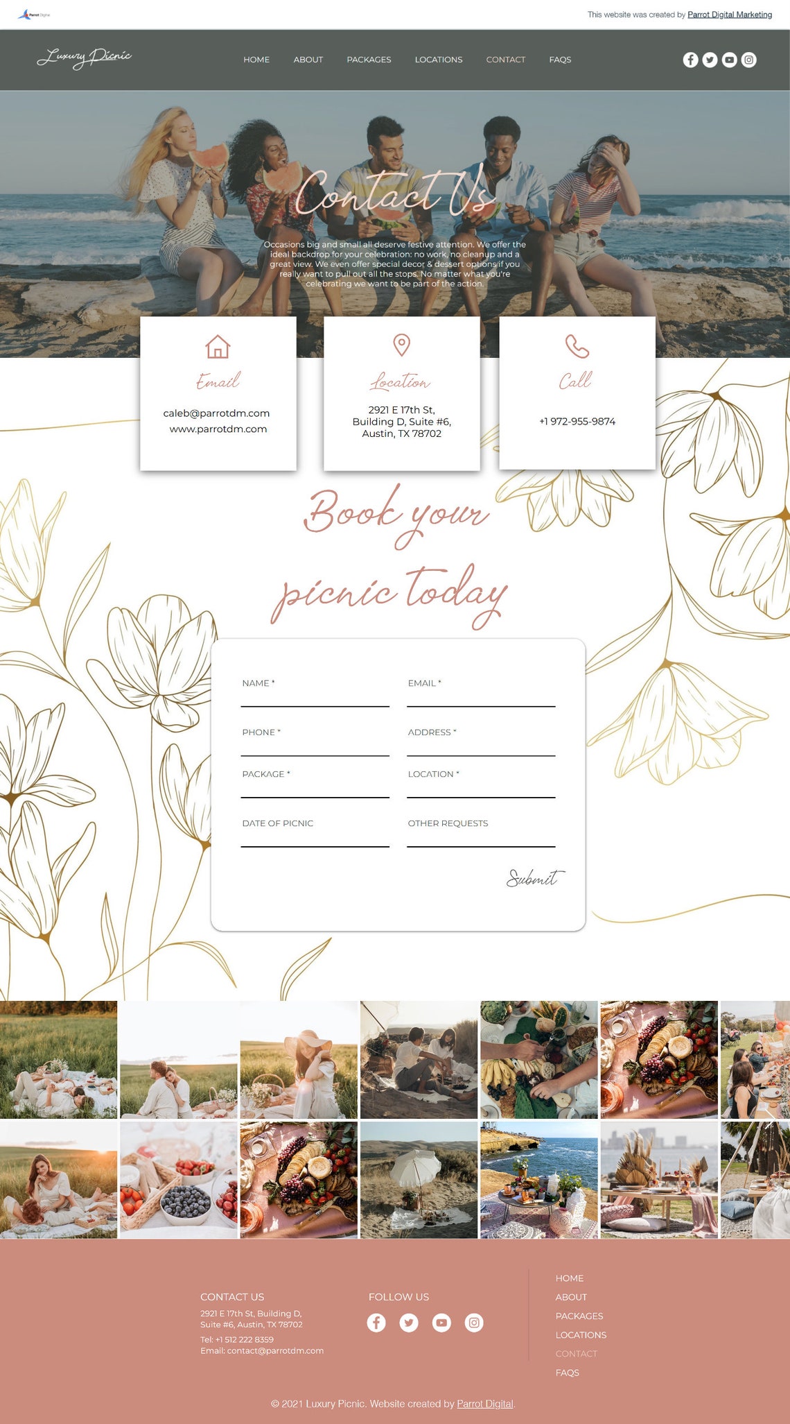 Luxury Picnic Business site Template Wix site Template Etsy