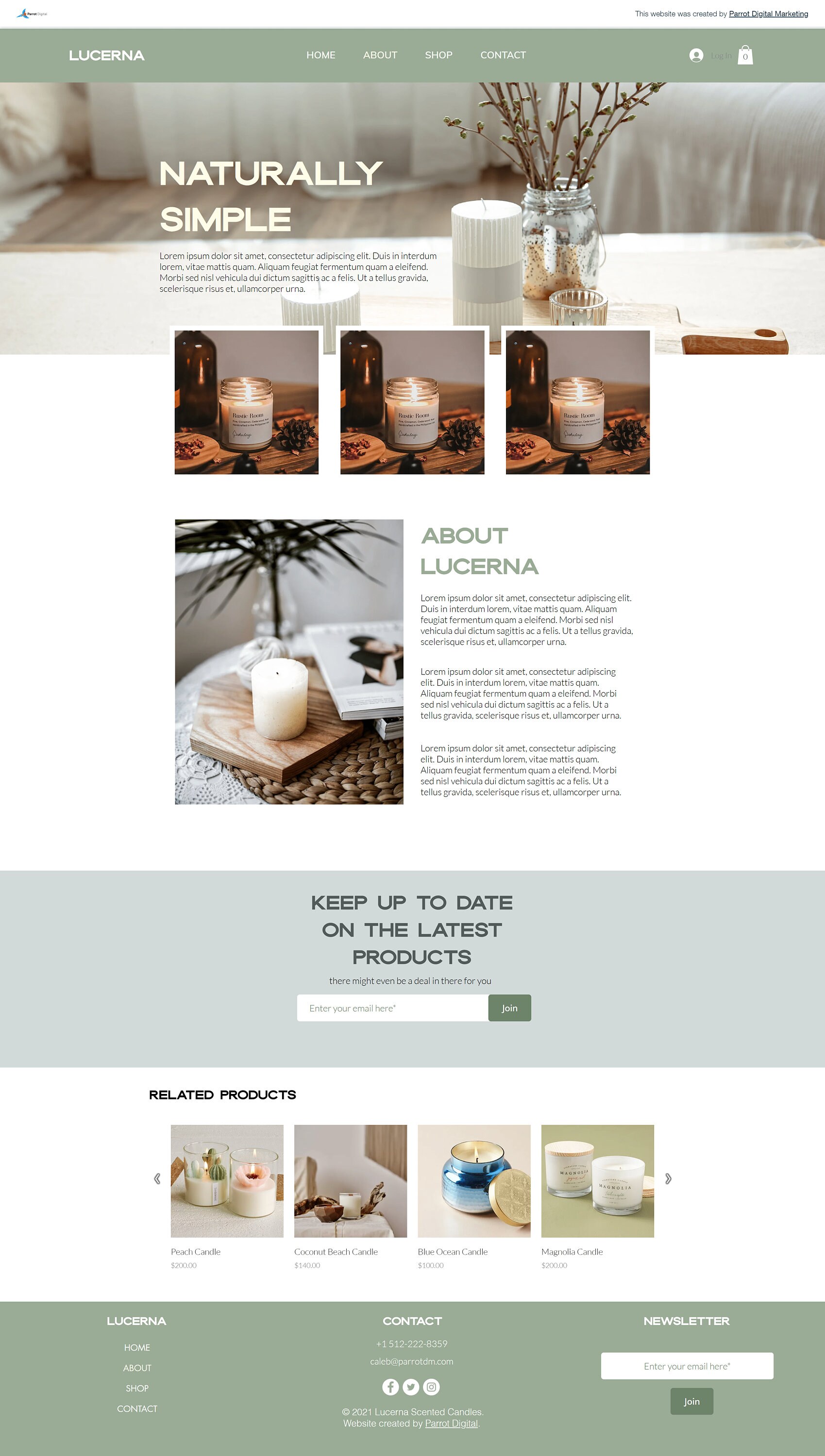 Candle Store Wix site Template Online Wix Candle Shop Wix