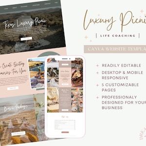 Luxury Picnic Business Canva Website Template | Canva Website Template for  | Picnic Entrepreneur Website Design