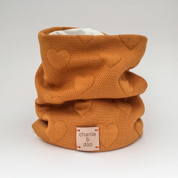 Orange snood for dogs. Luxury neck wear. Super soft and reversible.
