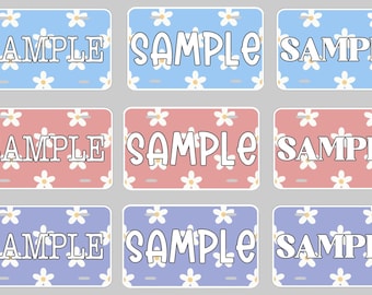 Personalized Cozy Coupe License Plate Sticker: Simple Floral