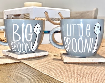 Little spoon big spoon mug set, anniversary gift, wedding gift, engagement gift, couples mug set
