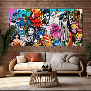 Large Hollywood Wall Art Canvas Print Banksy Street Graffiti Inspirational Pop Art Contemporary Housewarming Gift Banksy Artwork Wall Decor