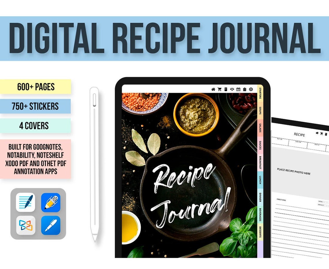 Digital Recipe Book Goodnotes Notability Hyperlinked Ipad Etsy