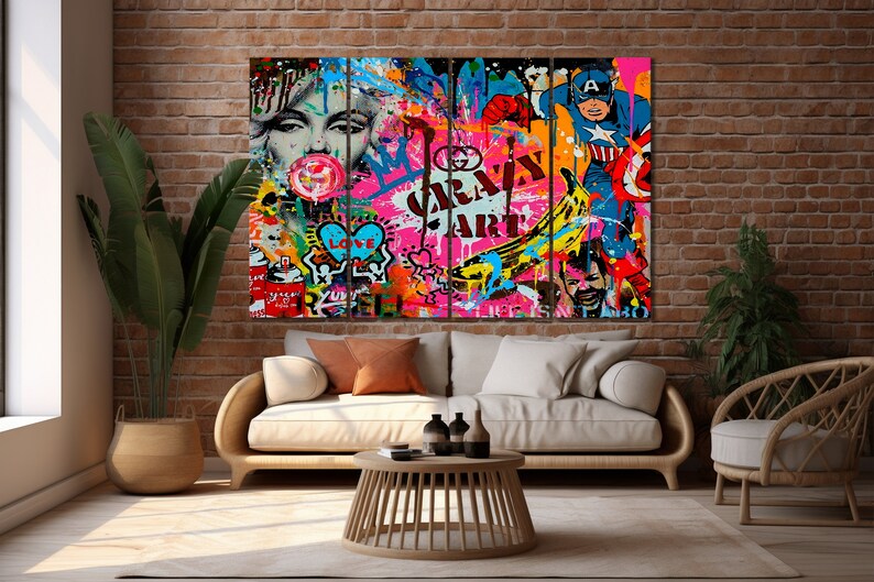 Banksy Wall Art, Graffiti Wall Art Love is All We Need Canvas Wall Art