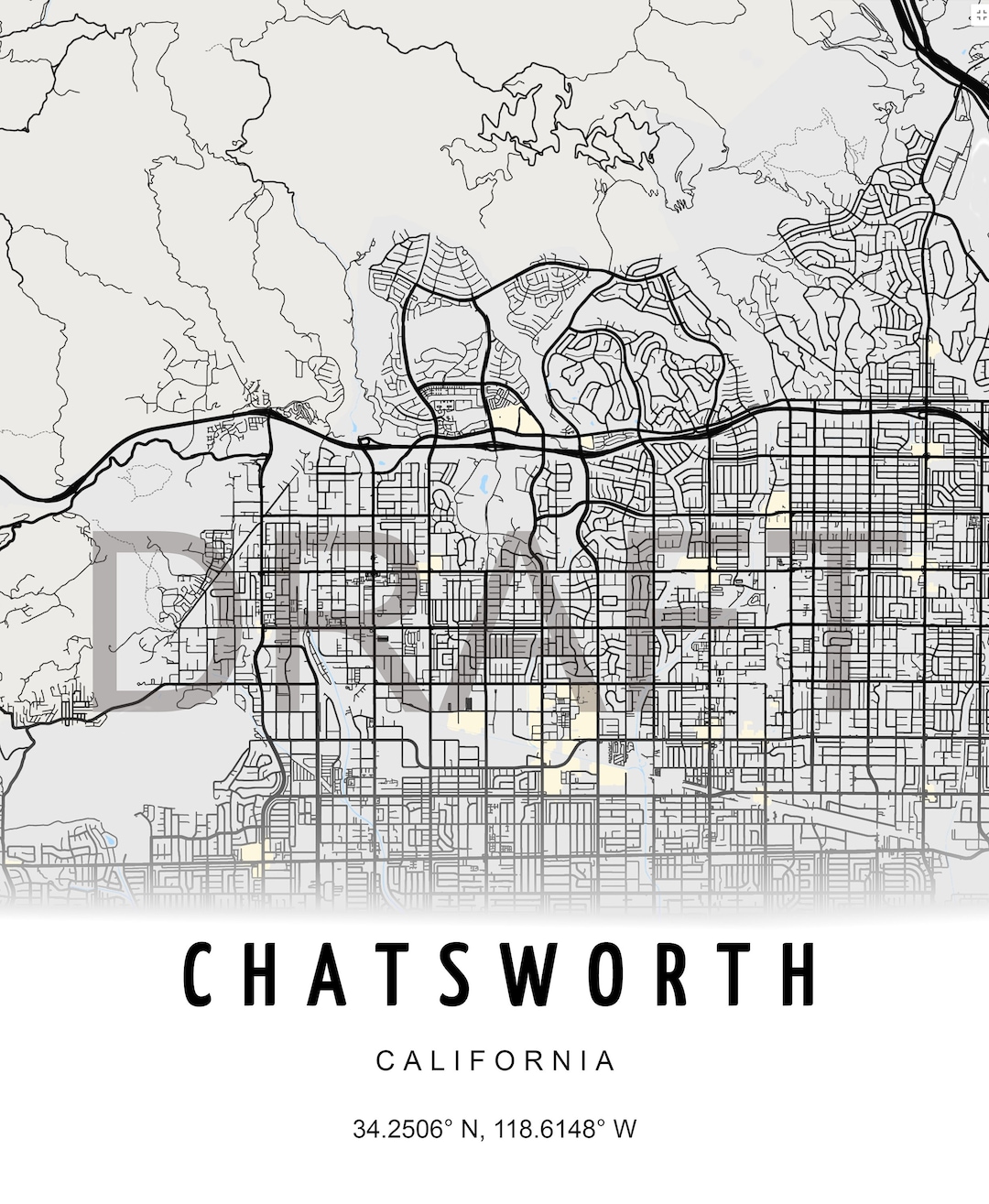 Map of Chatsworth California - Il 1080xN.2533761700 Na39