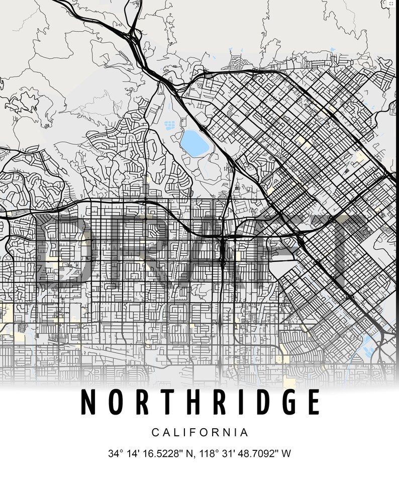 Map of Northridge California, PNG, Webp Etsy