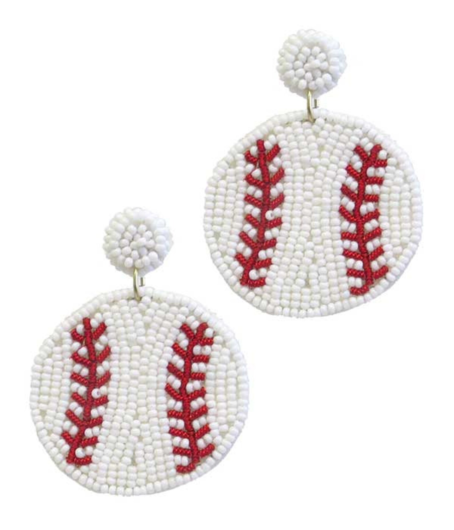 Baseball Beaded Earring White Etsy