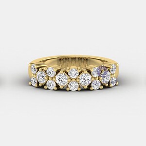 E-F Color VVS-VS Clarity Lab Grown Diamond Band, Round Lab Grown CVD Diamond Wedding Band, Half Eternity Band For Ladies, Stacking Band
