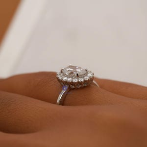Sunburst Halo Lab Grown Diamond Ring, 1.25 Carat Oval Lab Created Diamond Engagement Ring, Wedding Gift For Bride, Oval Lab Grown Ring image 6