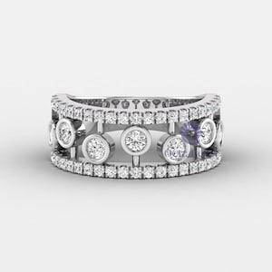 Aliança de casamento com diamante cultivado em laboratório: anel com aro duplo em formato de bolha