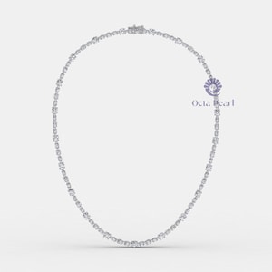 Lab Grown Diamond Tennis Necklace, Party Wear Necklace For Women, Graduated Round Lab Diamond Necklace, VVS-VS Lab Diamond Necklace
