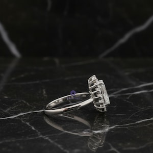 Sunburst Halo Lab Grown Diamond Ring, 1.25 Carat Oval Lab Created Diamond Engagement Ring, Wedding Gift For Bride, Oval Lab Grown Ring image 3